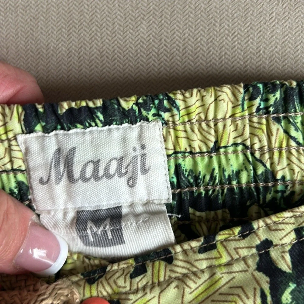 Maaji Tropical Green Patterned with Rino’s on Waistband Men's Swim Shorts Size M